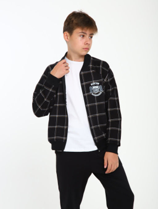 Толстовка бомбер Колледж черная клетка Ладошки  фото 25
