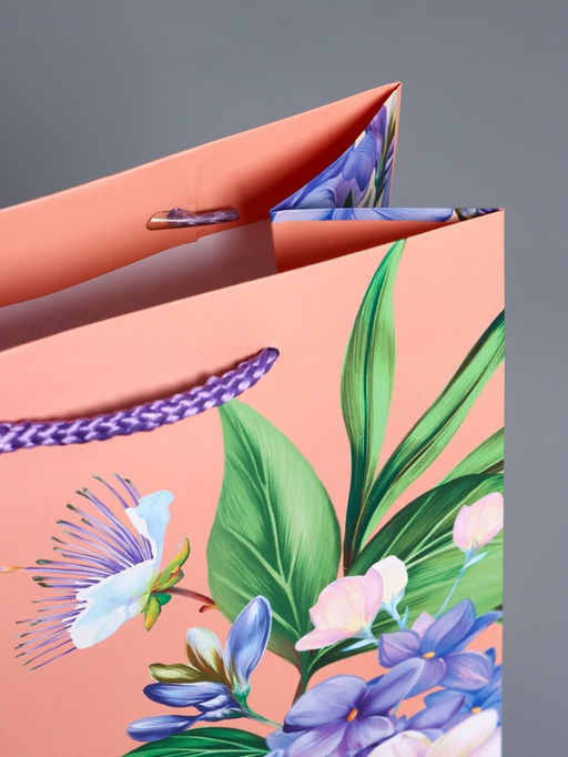 Пакет подарочный ламинированный «Цветы эмоций», персиковый, 18×22.3×10 см