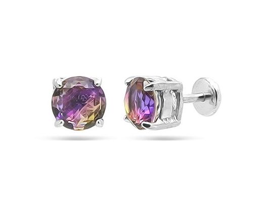 Серьги из серебра аметрин выращ., Ю-25001р