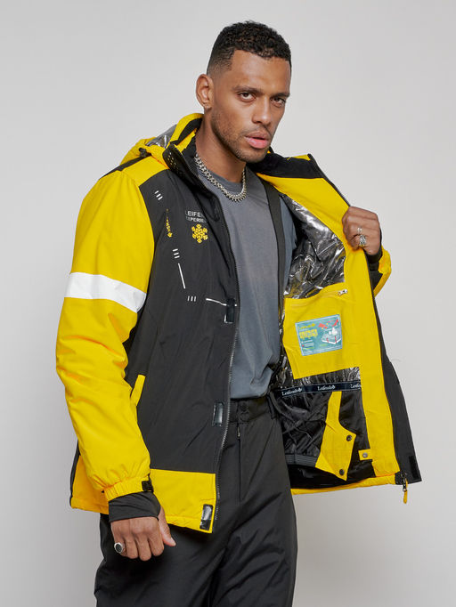 Горнолыжный костюм мужской зимний желтого цвета 6313J - Leifensh фото 15