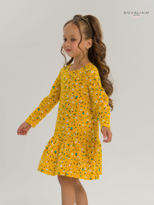 Платье Алиса дл/р цветы на горчице - Sovalina фото 18
