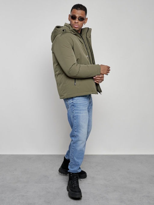 Куртка мужская зимняя с капюшоном спортивная великан цвета хаки 8335Kh - Wonderrman фото 16