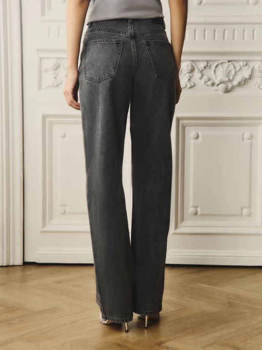 Джинсы straight с высокой посадкой со стразами / Zarina