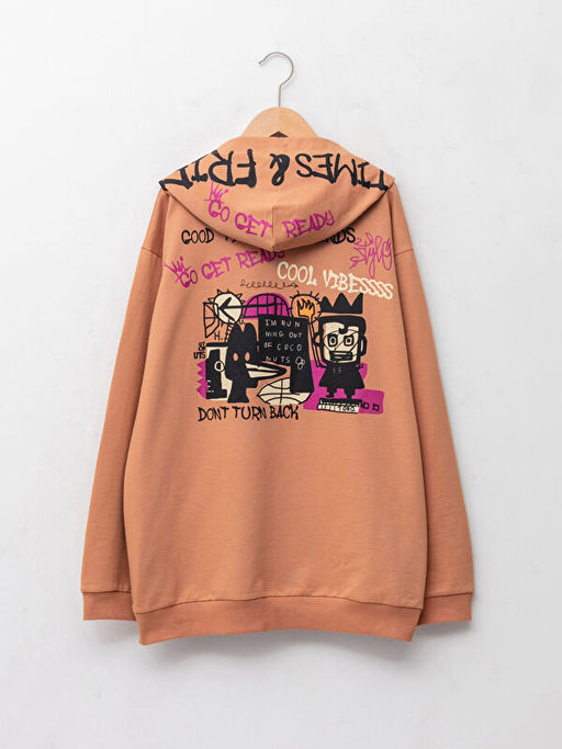 Kap??onlu Bask?l? Uzun Kollu Erkek ?ocuk Sweatshirt - Waikiki фото 2