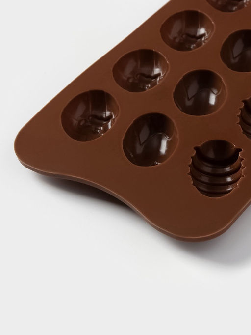 Цена за 2 шт. Форма силиконовая для кондитерских украшений Доляна Пасхальные яйца, 22?10,5 см, 15 ячеек (3,2?2,5 см), цвет коричневый  фото 5
