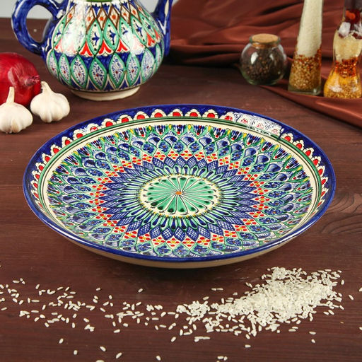 Ляган Риштанская Керамика «Узоры», 31 см, синий