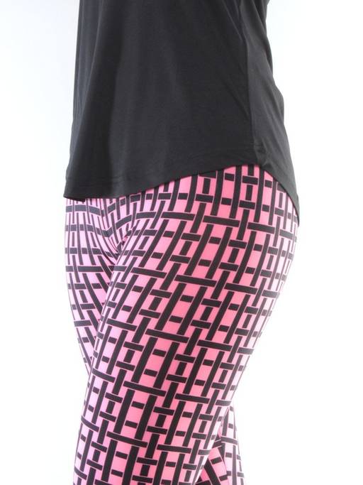1181 BLACK/PINK Спортивный костюм для фитнеса женский (90% вискоза, 10% лайкра)