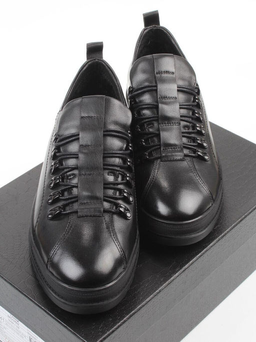 05-1829M-8-959 BLACK Ботинки зимние мужские (натуральная кожа, натуральный мех)