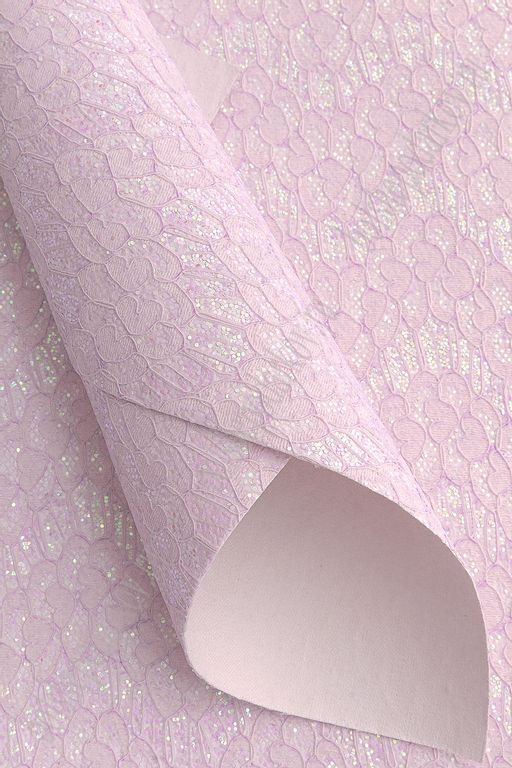 Кожзам с блесткими "Кружево" А4 (5 листов) SF-5988, светло-сиреневый №1