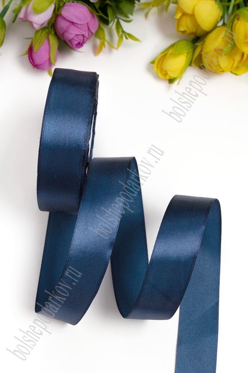 Лента атласная 2,5 см*25 ярд (SF-1357) темно-синий №038