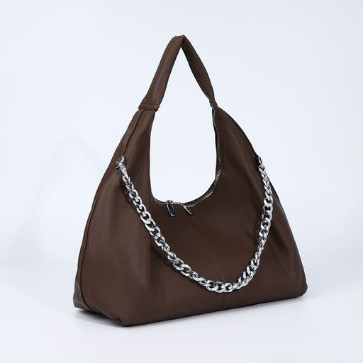 Сумка-мешок на молнии, наружный карман, цвет коричневый - Simaland фото 3