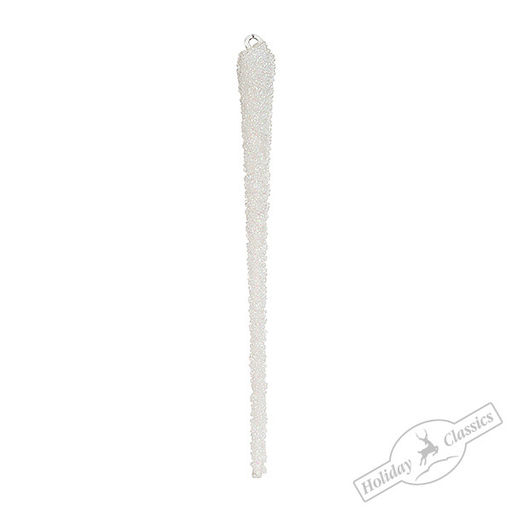Сосулька "Искорки" бело-серебряная (стекло) 2х25 см