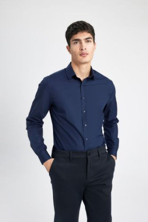 Slim Fit Dar Kesim Italyan Yaka Non Iron Utu Gerektirmeyen Uzun Kollu Gomlek