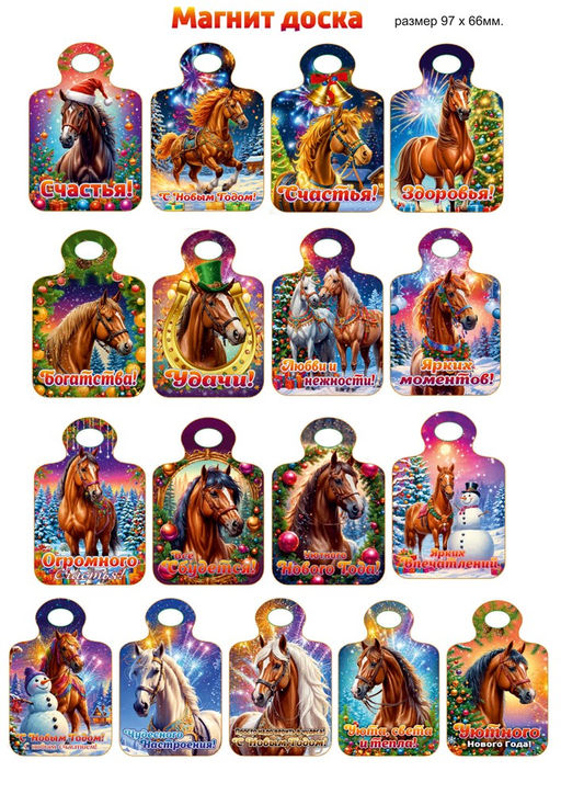 Цена за 2 шт. Магнит - доска 9,8*6,4см "Лошадка с пожеланиями", в ассорт.