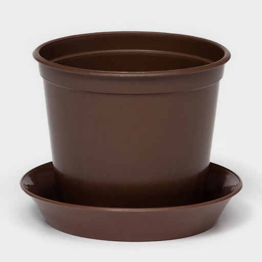 Цена за 5 шт. Горшок для цветов с поддоном «Доляна», 800 мл, пластиковый, коричневый, оттенок МИКС