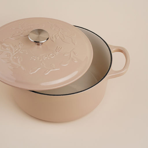 Кастрюля чугунная SL Home, 4.2 л, d=24.5 см, h=11 см, с крышкой, эмалированное покрытие, индукция, бежевая