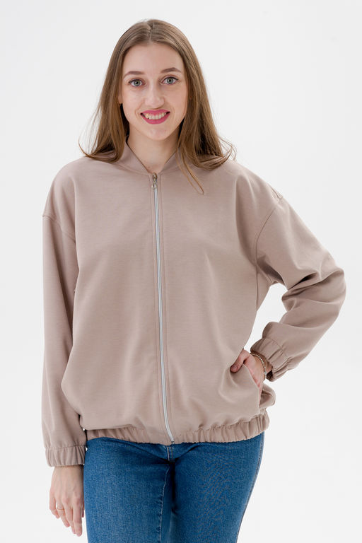 Бомбер из коттон фита какао макси - Амадэль фото 9