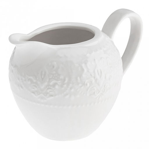 Русь Сливочник (молочник) фарфоровый 180мл, д7,5см h7,7см, белый, рельефный декор (Китай) - Домашняя мода фото 3