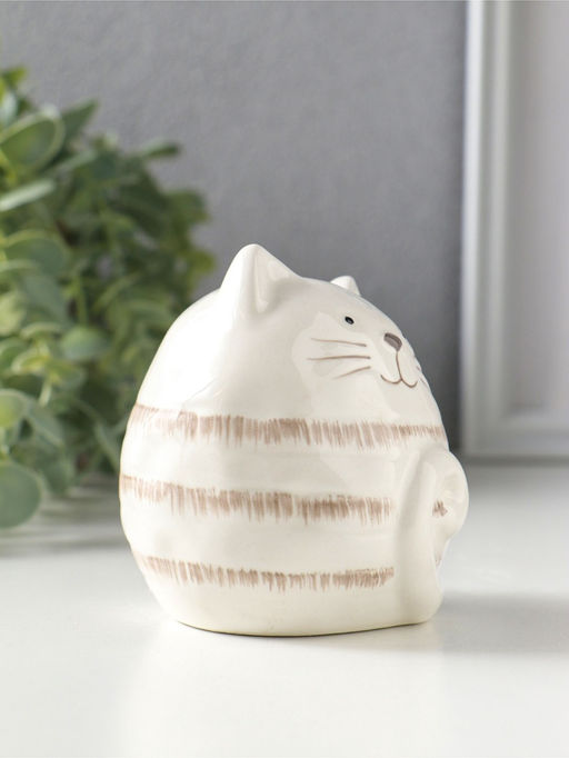 Сувенир керамика "Полосатый котик-шарик" 8х7,5х8,5 см