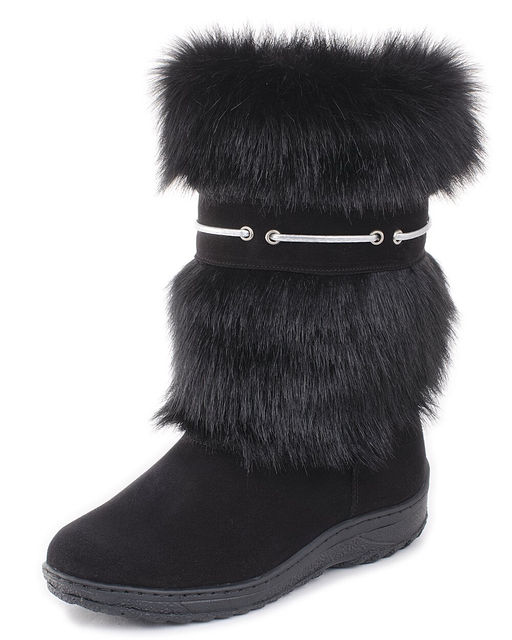 Унты женские на литой подошве., Черные.