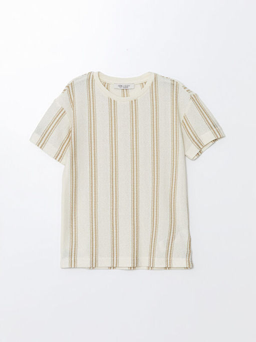 Bisiklet Yaka ?izgili K?sa Kollu Erkek ?ocuk Ti??rt