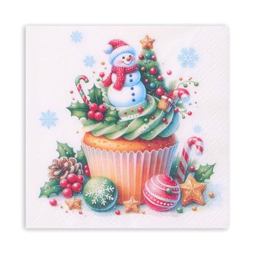 Цена за 2 шт. Салфетки новогодние бумажные Pero Prestige Кексик, 3 слоя, 33?33 см, 20 шт.