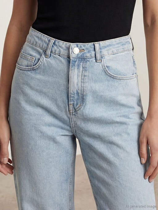 Y?ksek Bel Straight Fit Kad?n Jean Pantolon