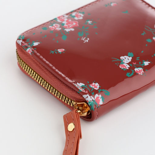 Кошелёк женский на молнии с ремешком, лакированный, синий