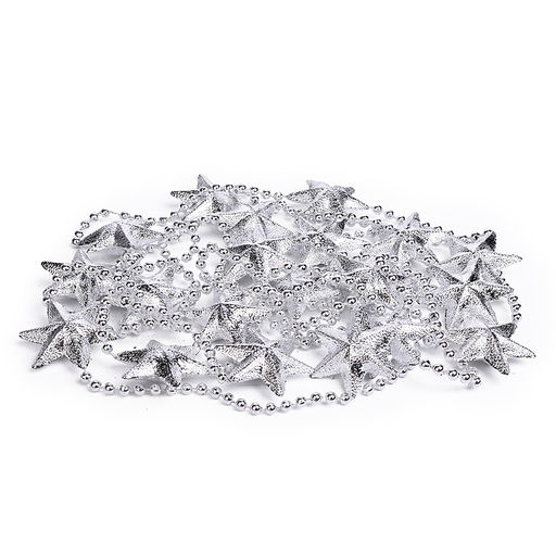 Бусы новогодние "Серебряные" со звёздами (3,5м)