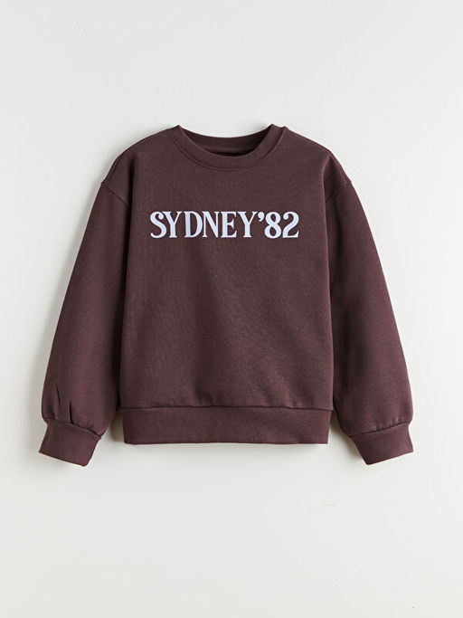 Bisiklet Yaka Bask?l? K?z ?ocuk Sweatshirt