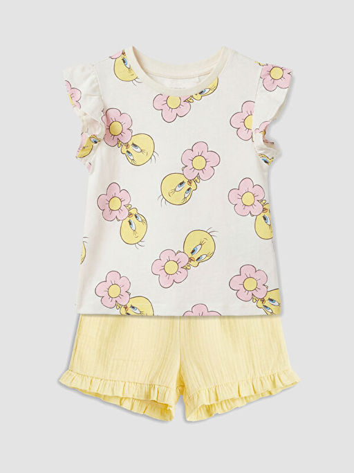Tweety Bask?l? K?z Bebek ?ort ve Ti??rt