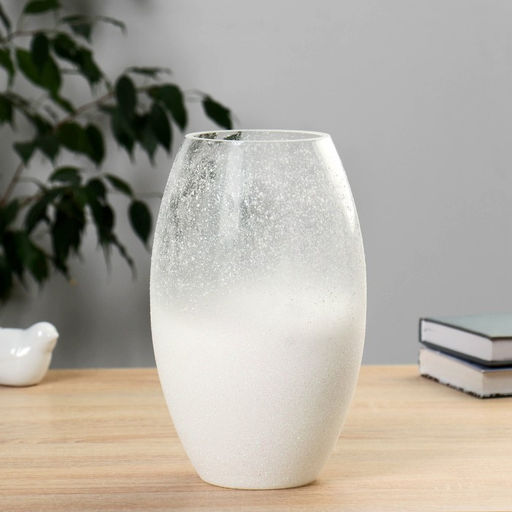 Ваза «Иней», h=25 см, d=9 см, стекло, белая