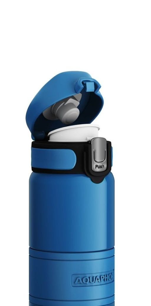 -45% Термос со стальной колбой Аквафор, синий  фото 2