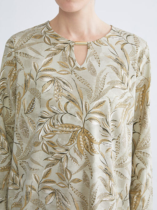 Bisiklet Yaka ?i?ekli Bluz