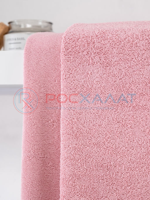 Махровое полотенце без бордюра пудрово-розовое ПМ-102 70х140 - Росхалат фото 2