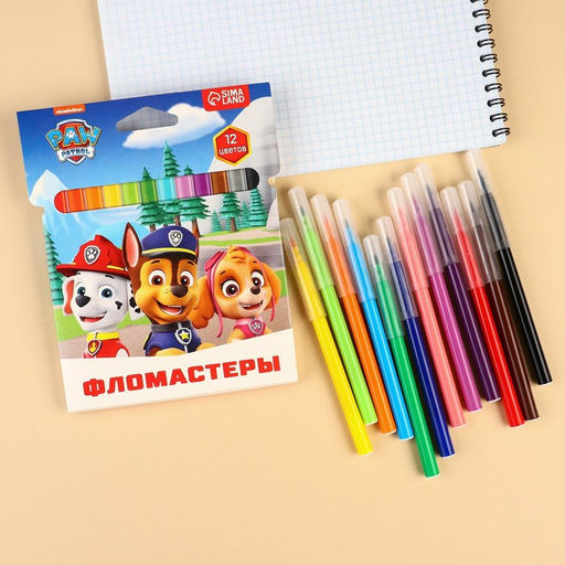 Фломастеры Щенячий патруль, 12 цветов, вентилируемый колпачок - Paw patrol фото 4