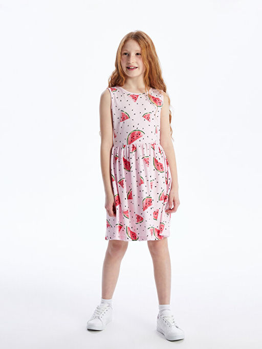 Bisiklet Yaka Bask?l? K?z ?ocuk Elbise - Waikiki фото 2