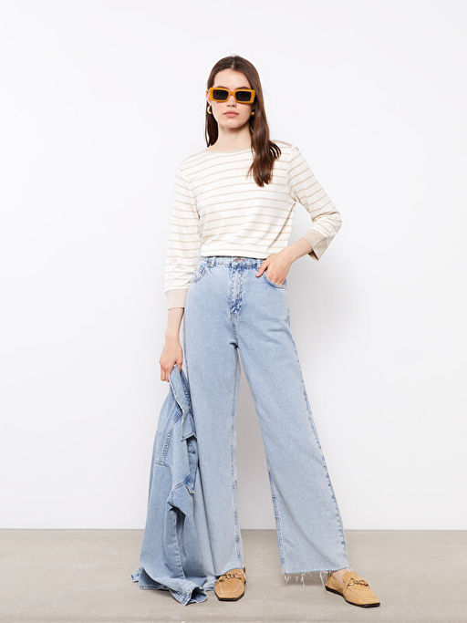 Kay?k Yaka ?izgili Kad?n Ti??rt