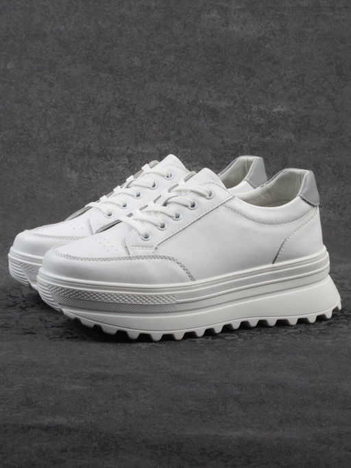 03-YC282-1 WHITE Кроссовки женские (натуральная кожа)