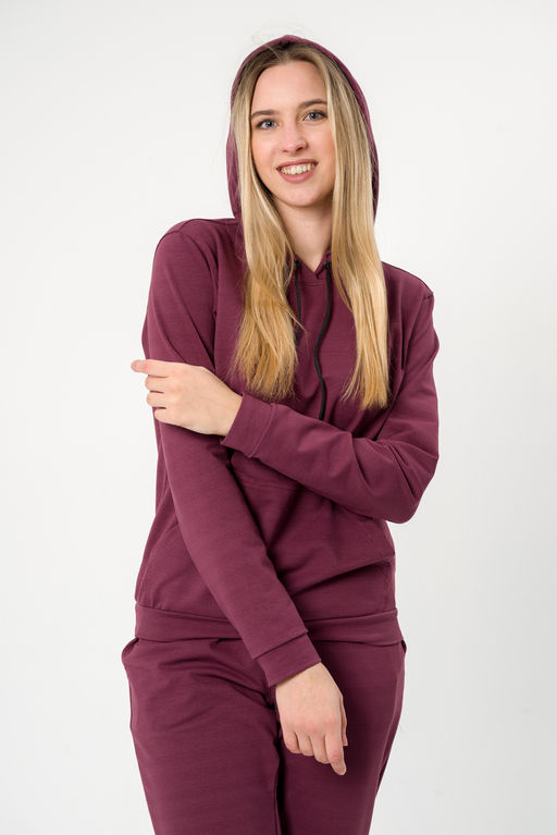 Костюм женский из худи и брюк из футера Кроссфит-2 брусника