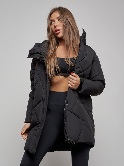 Зимняя женская куртка модная с капюшоном черного цвета 52361Ch - Holdluck фото 11