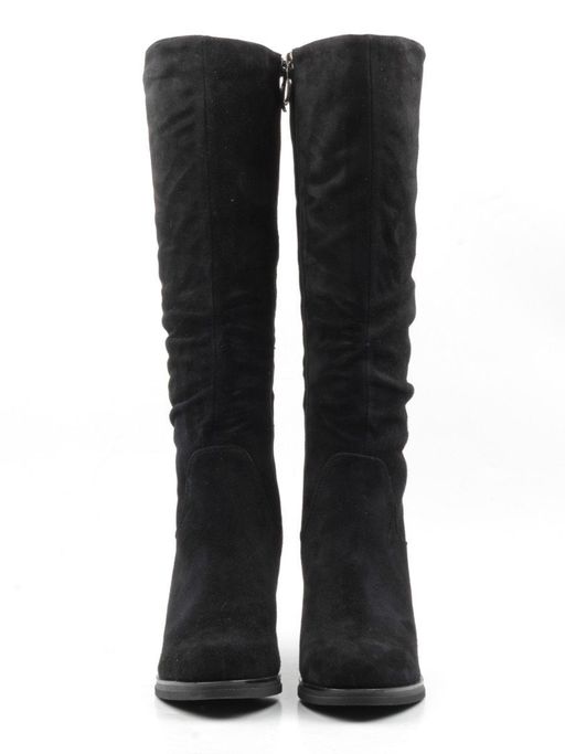 02-M19-650 BLACK Сапоги женские (натуральная замша, натуральный мех (полностью)) - Фабричный китай фото 7