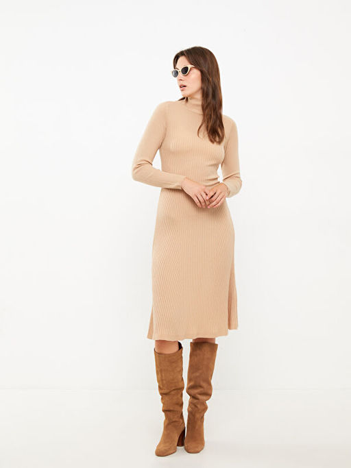 Yar?m Bal?k?? Yaka Kad?n Triko Elbise