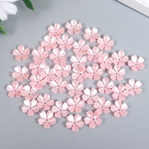Цена за 2 шт. Бусины для творчества пластик «Цветочек жемчужный» набор 40 шт. розовый 1.5×1.5 см