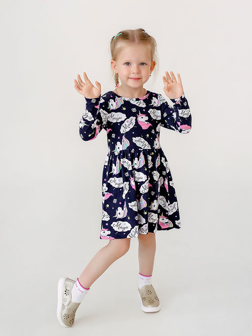 Платье Эля синий единороги - Sovalina фото 3