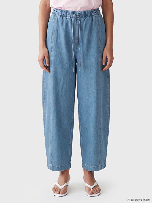 Beli Lastikli Barrel Fit Kad?n Jean Pantolon - Waikiki фото 2