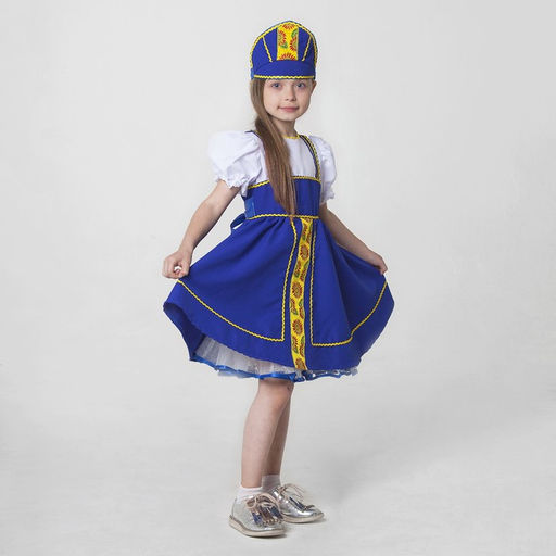 Костюм русский народный, платье, кокошник, рост 122-128 см, 6-7 лет, синий - Simaland фото 2