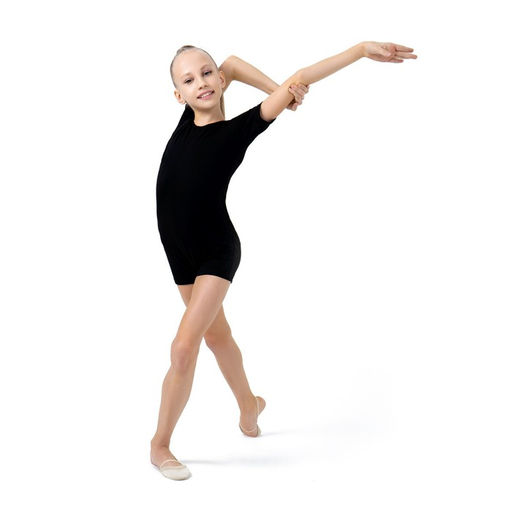 Купальник гимнастический Grace Dance, с шортами, с коротким рукавом, р. 32, цвет чёрный  фото 5