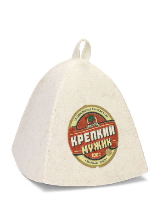 Шапка для бани с принтом "Крепкий мужик", белая