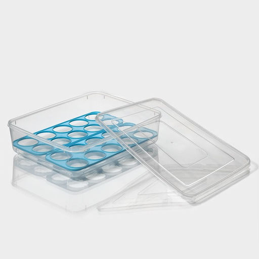 Контейнер для хранения яиц Доляна, 20 ячеек, 27.5×22×7 см, пластик, МИКС